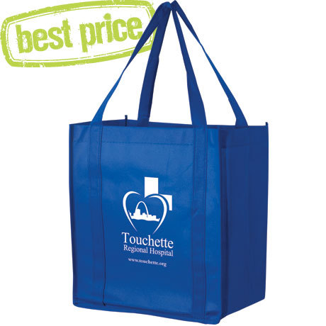 Royal Blue thrifty bag with white imprint