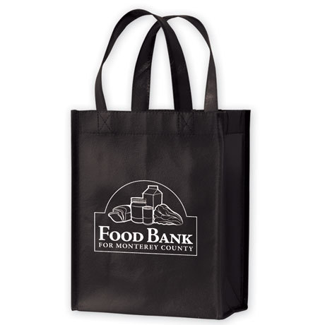 black laminated tote bag